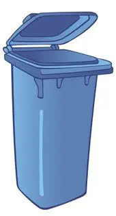Blue wheelie bin