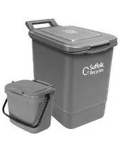 Grey food caddies which are different sizes