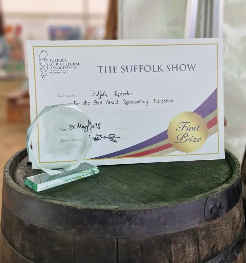Suffolk Recycles award for the best stand in education at the 2025 Suffolk Show