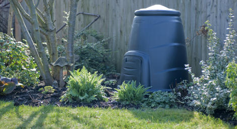 Compost bin in the garden. 