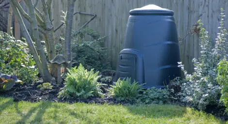 Compost bin in the garden.