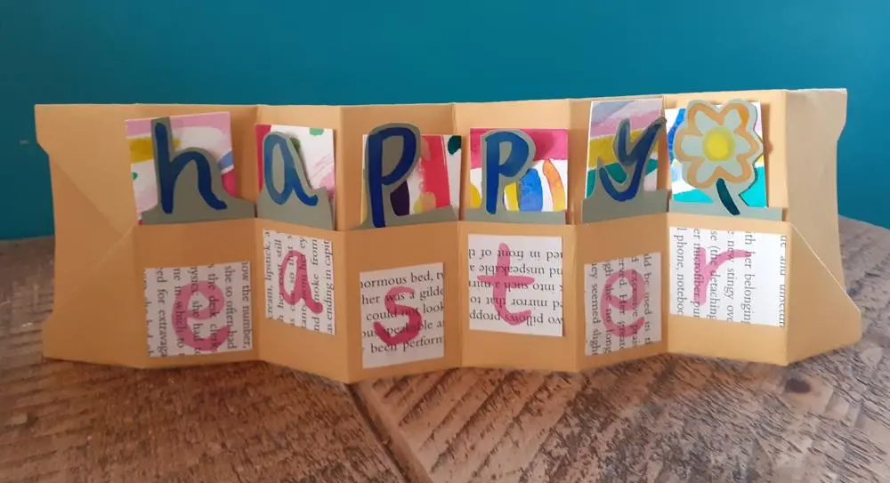 Homemade card saying Happy Easter 