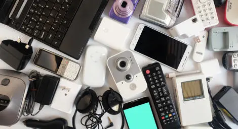 A selection of electrical items such as mobile phones, laptops, cameras.