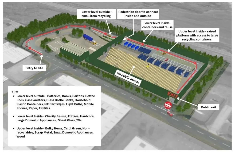 A map and key of the new Haverhill Recycling Centre.