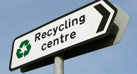 Sign saying Recycling centre 